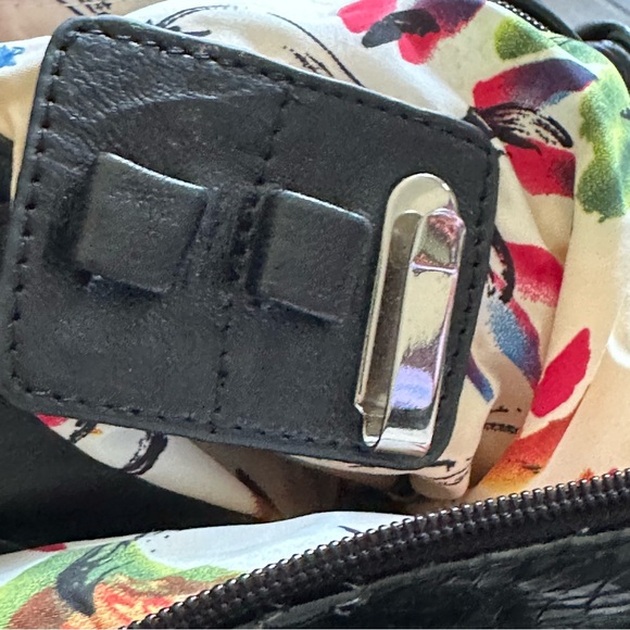 Women’s Purse CHI Carlos Falchi Genuine Leather & Snakeskin Black Shoulder/Hobo - Picture 7 of 9